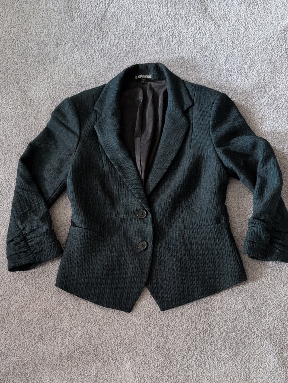 Express Black And Teal Textured Two-Button Blazer Size 6